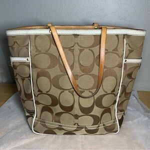 Coach Brown and Tan Tote Bag
